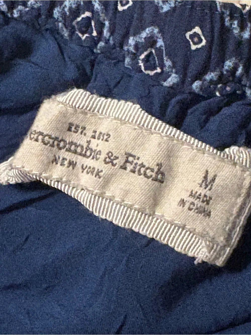 Abercrombie & Fitch Navy Strapless Geometric Maxi Dress